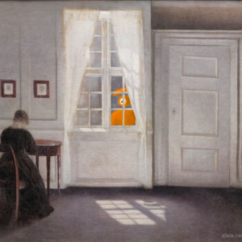 Digitale Kunst mit dem Titel "eye on the window,…" von Ojolo, Original-Kunstwerk, Digitale Malerei