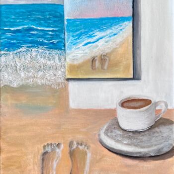 Peinture intitulée "Morning by the Sea" par Vera Sol, Œuvre d'art originale, Huile Monté sur Châssis en bois