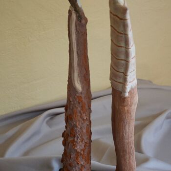 Sculpture titled "Nous deux" by Claudine Maure (Pastouille), Original Artwork, Terra cotta