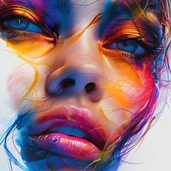 Arts numériques intitulée "ABSTRACT FACE PAINT…" par Uillian Rius, Œuvre d'art originale, Image générée par l'IA