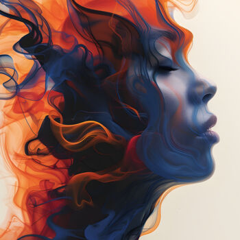 Arts numériques intitulée "ABSTRACT FACE SURRE…" par Uillian Rius, Œuvre d'art originale, Image générée par l'IA