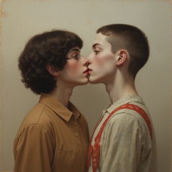 "She and Him" başlıklı Dijital Sanat Jean-Marie Gitard tarafından, Orijinal sanat, AI tarafından oluşturulan görüntü