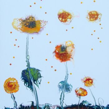 Peinture intitulée "L'envol des message…" par Derollepot, Œuvre d'art originale, Acrylique Monté sur Châssis en bois