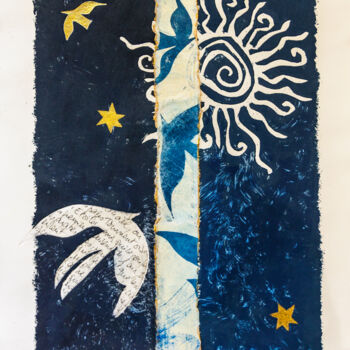 Printmaking titled "Soleil et Colombe" by Ghislaine Maïano-Buire, Original Artwork, Monotype