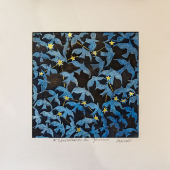 Printmaking titled "Contellation des Gé…" by Ghislaine Maïano-Buire, Original Artwork, Monotype Mounted on Cardboard