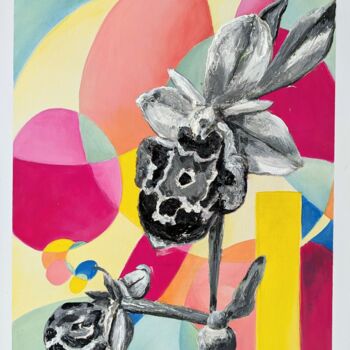 "Orchidée 2" başlıklı Tablo Mulhode tarafından, Orijinal sanat, Akrilik Ahşap Sedye çerçevesi üzerine monte edilmiş