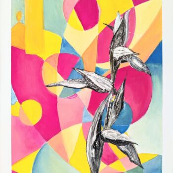 "Orchidée 3" başlıklı Tablo Mulhode tarafından, Orijinal sanat, Akrilik Ahşap Sedye çerçevesi üzerine monte edilmiş