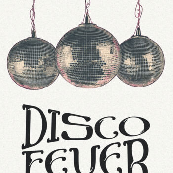"Disco Fever: Three…" başlıklı Dijital Sanat 春宇 关 tarafından, Orijinal sanat, AI tarafından oluşturulan görüntü Ahşap panel…