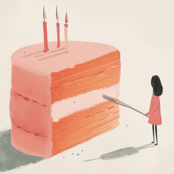 Arts numériques intitulée "Pink Cake Slice wit…" par Chun Yu Guan, Œuvre d'art originale, Image générée par l'IA Monté sur P…