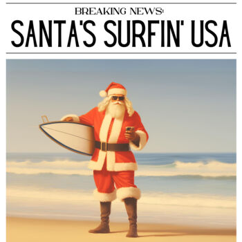 "Santa's Surfin' USA…" başlıklı Dijital Sanat 春宇 关 tarafından, Orijinal sanat, AI tarafından oluşturulan görüntü Ahşap panel…