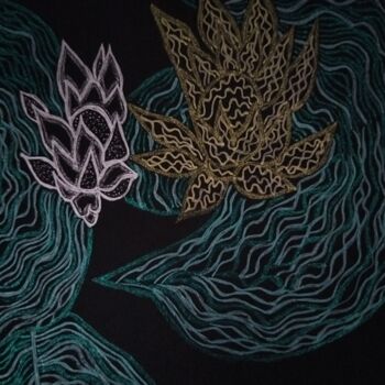 Σχέδιο με τίτλο "Lotus Pointillé" από Sophie Ong, Αυθεντικά έργα τέχνης, Στυλό