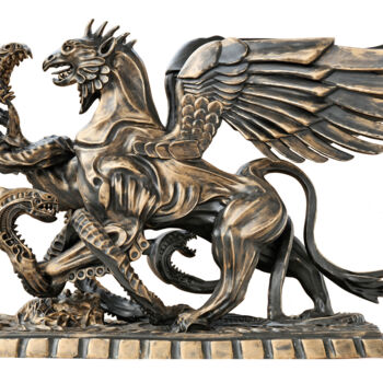 Sculpture intitulée "Griffin II" par Krzysztof Plonka, Œuvre d'art originale, Bronze
