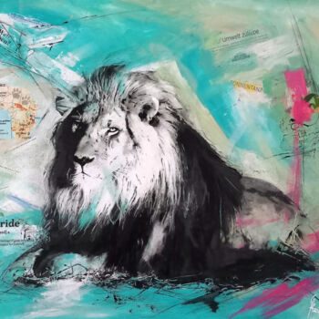 Картина под названием "Lion I - pride" - Pop Art Rebel, Подлинное произведение искусства, Акрил Установлен на Деревянная рам…