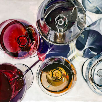 Ζωγραφική με τίτλο "Wine Supernova" από Kristin Voss, Αυθεντικά έργα τέχνης, Ακρυλικό Τοποθετήθηκε στο Ξύλινο φορείο σκελετό