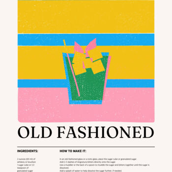 Digital Arts titled "Old Fashioned Cockt…" by Chun Yu Guan, Original Artwork, AI generated image Mounted on Wood Panel