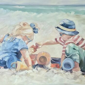 Schilderij getiteld "PLAYTIME" door Sonja Brzak, Origineel Kunstwerk, Olie Gemonteerd op Frame voor houten brancard