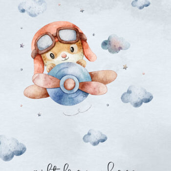 Digital Arts titled "Cute Animal Pilot P…" by Chun Yu Guan, Original Artwork, AI generated image Mounted on Wood Panel