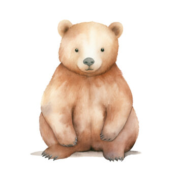 Digital Arts titled "Adorable Watercolor…" by Chun Yu Guan, Original Artwork, AI generated image Mounted on Wood Panel