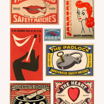 "Vintage Matchbox La…" başlıklı Dijital Sanat 春宇 关 tarafından, Orijinal sanat, AI tarafından oluşturulan görüntü Ahşap panel…