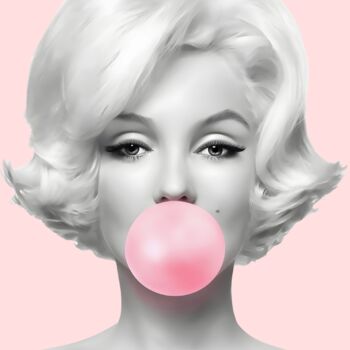 Digital Arts titled "Marilyn Monroe Pop…" by Chun Yu Guan, Original Artwork, AI generated image Mounted on Wood Panel