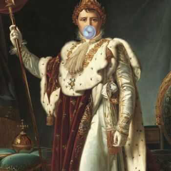 Digital Arts titled "Napoleon with Bubbl…" by Chun Yu Guan, Original Artwork, AI generated image Mounted on Wood Panel
