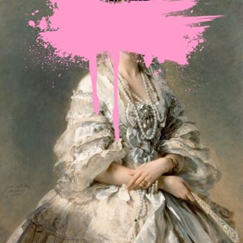 Digital Arts titled "Pink Splash Abstrac…" by Chun Yu Guan, Original Artwork, AI generated image Mounted on Wood Panel