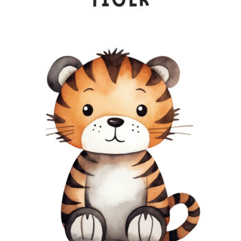 Digital Arts με τίτλο "Adorable Watercolor…" από 春宇 关, Αυθεντικά έργα τέχνης, Εικόνα που δημιουργήθηκε με AI Τοποθετήθηκε στ…