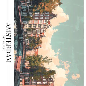 Arts numériques intitulée "Amsterdam Canal Hou…" par Chun Yu Guan, Œuvre d'art originale, Image générée par l'IA Monté sur P…