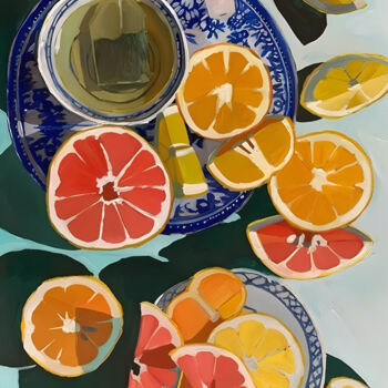 Digital Arts με τίτλο "Citrus Tea Party St…" από 春宇 关, Αυθεντικά έργα τέχνης, Εικόνα που δημιουργήθηκε με AI Τοποθετήθηκε στ…