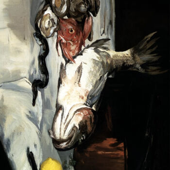 Arts numériques intitulée "Ocean Still Life: F…" par Chun Yu Guan, Œuvre d'art originale, Image générée par l'IA Monté sur P…