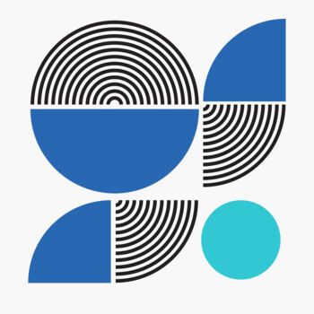 Digitale Kunst getiteld "Abstract Geometric…" door Chun Yu Guan, Origineel Kunstwerk, AI gegenereerde afbeelding Gemonteerd…