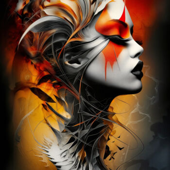 Digitale Kunst getiteld "Ashen Bloom" door George Van Der Lee, Origineel Kunstwerk, AI gegenereerde afbeelding