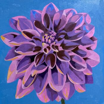 Painting titled "Square Floral Oil P…" by Mabentali Shadezozs, Original Artwork, Oil Mounted on Wood Stretcher frame