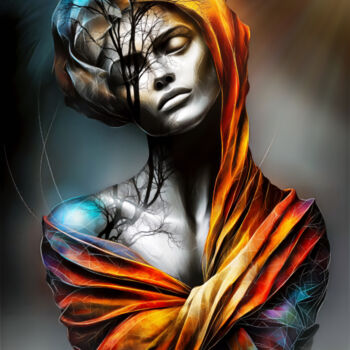 Digitale Kunst getiteld "Echoes Within" door George Van Der Lee, Origineel Kunstwerk, AI gegenereerde afbeelding