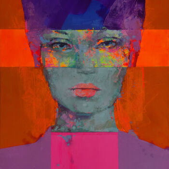 Картина под названием "Orange glow”" - Viktor Sheleg, Подлинное произведение искусства, Масло Установлен на Деревянная рама…