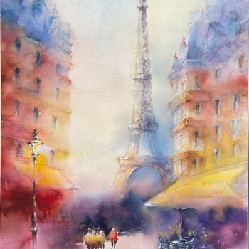 Peinture intitulée "Paris" par Artsilviia, Œuvre d'art originale, Aquarelle