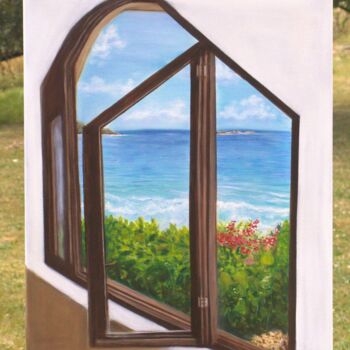 Peinture intitulée "Ocean view from the…" par Ludmilla Ukrow, Œuvre d'art originale, Huile Monté sur Châssis en bois