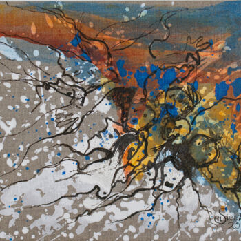 Malarstwo zatytułowany „Umarmung des Meeres” autorstwa Margarita Siebke, Oryginalna praca, Akryl Zamontowany na Drewniana ra…