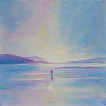 Painting titled ""Contemplation of I…" by Anna Gorlight, Original Artwork, Oil Mounted on Wood Stretcher frame