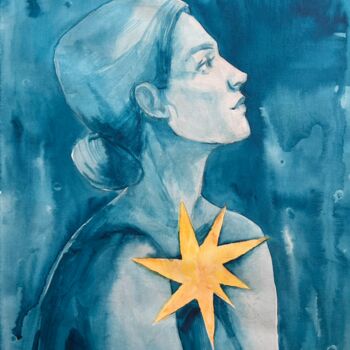 "A blue watercolor p…" başlıklı Resim Larisa Zaytseva tarafından, Orijinal sanat, Suluboya