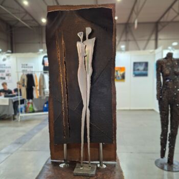 Sculpture intitulée "Man and Woman Love…" par Brano Brody, Œuvre d'art originale, Métaux Monté sur Métal