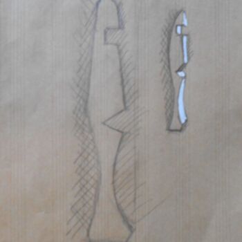 Drawing titled "Croquis Sculptures…" by Stephane Carel, Original Artwork, Pencil