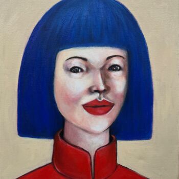 Malarstwo zatytułowany „The Face.” autorstwa Ta Byrne, Oryginalna praca, Olej Zamontowany na Drewniana rama noszy