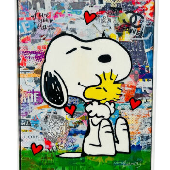 拼贴 标题为“Love Forever” 由Adriano Cuencas, 原创艺术品, 拼贴 安装在木质担架架上