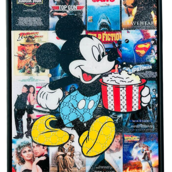 Collages titulada "Movie Time" por Adriano Cuencas, Obra de arte original, Collages Montado en Bastidor de camilla de madera