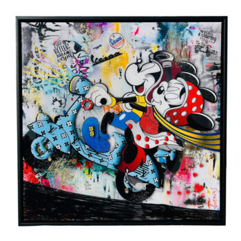 拼贴 标题为“Ride me to the Para…” 由Adriano Cuencas, 原创艺术品, 数字拼贴 安装在木质担架架上