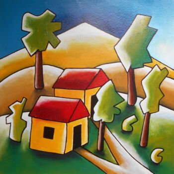 Drawing titled "Paysage 3." by Stephane Carel, Original Artwork, Oil