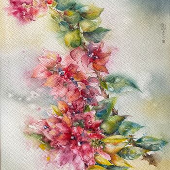 Peinture intitulée "Bugenville" par Artsilviia, Œuvre d'art originale, Aquarelle