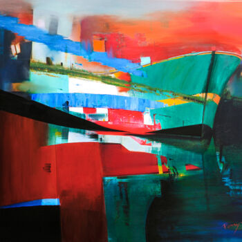 "Haute Lisse  marine" başlıklı Tablo Françoise Dandelot tarafından, Orijinal sanat, Akrilik Ahşap Sedye çerçevesi üzerine mo…