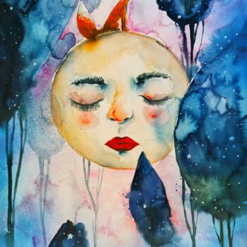 "Midnight Reverie" başlıklı Tablo Evgenia Smirnova tarafından, Orijinal sanat, Suluboya